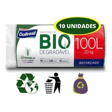 Saco De Lixo 100 Litros 10 Unidades Reforçado Espanta Inseto