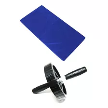 Kit Colchonete Azul + Roda De Exercícios Abdominal 1 Fit