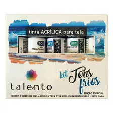 Kit Tinta Acrílica Talento Tons Frios Com 5 Cores De 20ml Cor Tons Frios