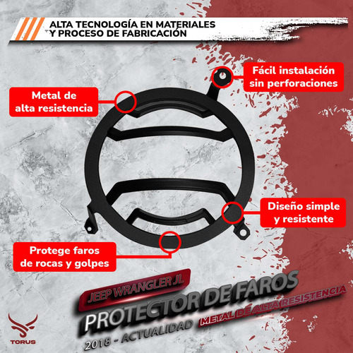 Protectores Cubre Faros Principales Jeep Jl 2018-2023 Metal Foto 5