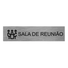 Placa Indicação Sala De Reunião Efeito Aço Escovado 6x25cm