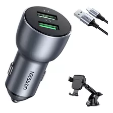 Carregador Veiculo Ugreen Usb A 42w+suporte+cabo Para iPhone