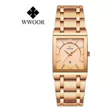 C Reloj Wwoor De Acero Inoxidable Para Hombre, Pulsera De