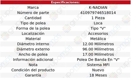 Polea Accesorios Metalica Tipo  V  Wagon L4 2.4l 89 Foto 3