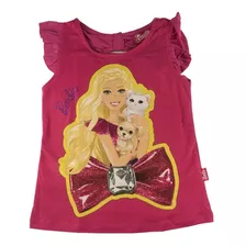 Camisa Barbie Niña Color Rosado Manga Corta