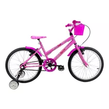 Bicicleta De Passeio Infantil Route Doll Aro 20 14 Freios V-brakes Cor Rosa Com Rodas De Treinamento