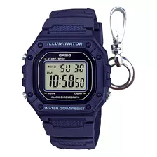Relógio De Pulso Casio Digital Azul W-218h-2avdf + Chaveiro