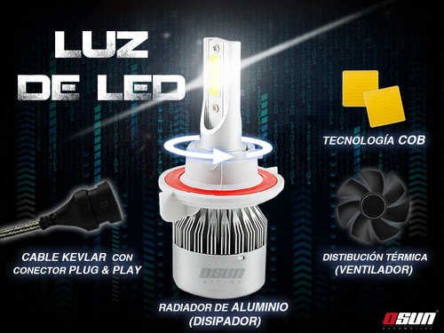 Par Focos Led 2 Caras 40w C6 Luz Aux/principal H13 Osun Foto 3