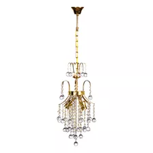 Candil De Cristal Cortado K9 Alto Brillo Gamalux Europa Venecia De 2 Luces E26 Dorado