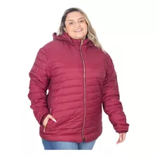 Jaqueta Puffer Feminina Nylon Plus Size Peluciada Com Ribana