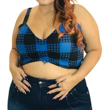 Cropped Xadrez Vermelho Plus Size