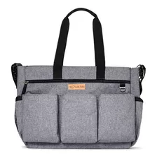 Bolso Maternal Hello Baby Con Cambiador Y Reparticiones Color Gris