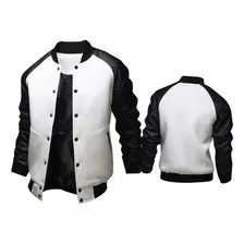 Chaqueta De Béisbol Mangas De Pu Cuero Para Hombre Invierno