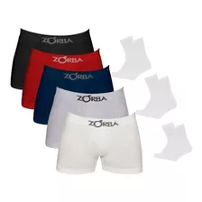 Kit 12 Cuecas Boxer S/ Costura + 6 Pares De Meias M10