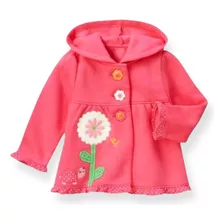 Chaqueta Bebé Rosa Algodón Con Gorro Afranelada Liviana