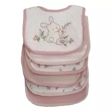 Babero Impermeable Little Me 6pz Peach Bunny Color Rosa Animales Talla Unitalla