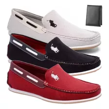 3 Pares Mocassim Dockside Sapatenis Masculino Casual + Cart.