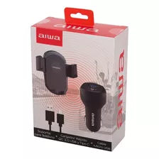 Soporte + Cargador De Auto + Cable Aiwa Aw-h73c