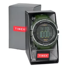 Relógio Timex Masculino Digital Expedition Shock Tw4b24100 Cor Da Correia Verde Cor Do Bisel Preto Cor Do Fundo Preto