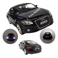 Miniatura Carro Audi Tt Acende Farol Som Abre Portas Metal Cor Preto