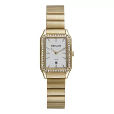 Relógio Seculus Feminino Dourado Quadrado Aço 23713lpskds1k1