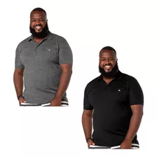 Kit 2 Camisetas Polo Com Bolso Masc Plus Size Algodão Plpk2