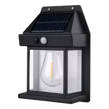 Lámpara Farol Led De Pared 888 Carga Solar Negro