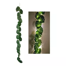 Cordao Folha Costela De Adao Planta Artificial Fio Luz Led 