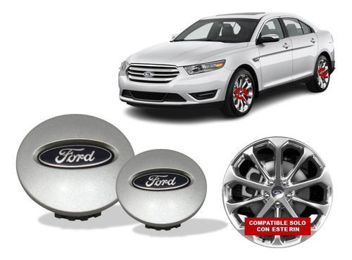 Par De Centros De Rin Ford Taurus 2010-2015 Crom/gris Foto 8