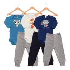 Body Bebê Estampado + Calça Kit C/6 Pçs Roupa Bebê Atacado