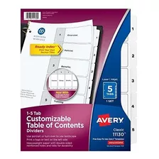 Avery 5-tab Para Divisores 3 Anillo De Las Carpetas De La Ta