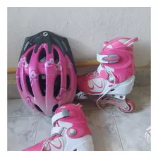 Rollers Niño Talle 31 Al 34 Extensible Con Casco 