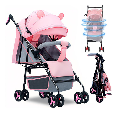 Carriola Para Bebés, Carreolas De Bastón Con Portabebe, Rosa