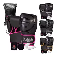 Kit Supremo Muay Thai Boxe Kickboxing Luva Band Bucal Naja