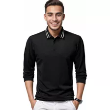 Basica Camiseta Polo Casual De Manga Larga Para Hombre