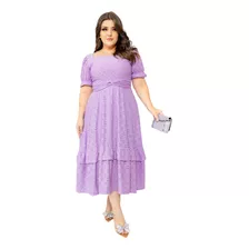 Vestido Feminino Moda Evangélica Midi Boneca Rodado Renda Princesa Festa Social Madrinha Barato Promoção 