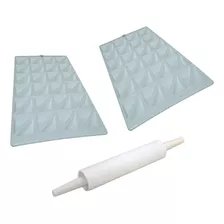 Kit 2 Formas Para Capelletti 48 Cavidades Injetemp Com Rolo Cor Branco