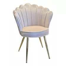 Silla Terciopelo Beige Base Dorada Velvet