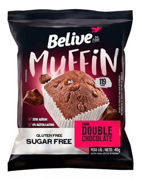 Muffin Double Chocolate Zero Açucar/lactose 40g Belive