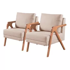 Kit Com 5 Poltronas Decorativa Mona Luxo Madeira Maciça