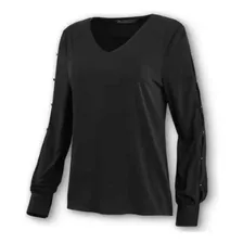 Blusa De Fibra Artificial Feminina Preto Nv Harley Davidson