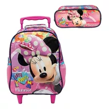 Kit Escolar Mochila De Rodinhas 14 Minnie Com Estojo Xeryus