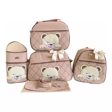 Kit Bolsa Maternidade 5 Peças Urso Completo Courino