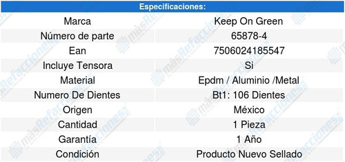 Kit Distribucion Banda Hikari L4 1.6l 88 A 92 Kg 1323498 Foto 5