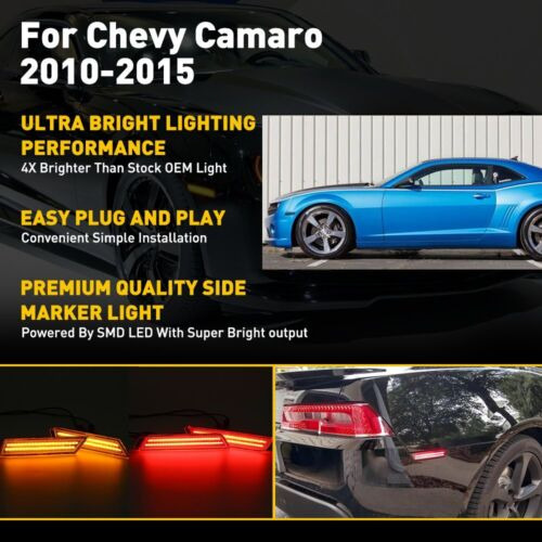 Smoked Led Bumper Marker Side Light For Chevrolet Camaro Aab Foto 3