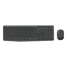 Kit De Teclado E Mouse Sem Fio Logitech Mk235 Espanhol Teclado Grafite E Mouse Preto