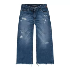 Calça Feminina Jeans Wide Cropped Destroyed