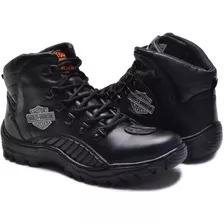 Bota Motociclista Em Couro Coturno Harley Davidson Preta 