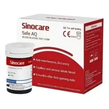 100 Tiras Reactivas Glucosa Sinocare Safe Aqsmart+ 100 Lanceta