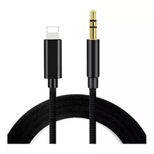 Cabo P2 Auxiliar Áudio Para iPhone Lightning 7 8 X 11 3.5mm Cor Preto